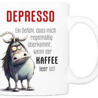 Tasse mit Spruch DEPRESSO - Bürotasse, Kaffeetasse Bild 1