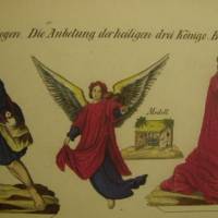 Reprint Modellierbogen Die Anbetung der heiligen drei Könige von 1862 Schablonenkolorierte Litho aus der Sammlung Museum Bild 2