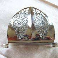 Vintage Serviettenhalter Metall mit filigranem Loch-Stanzmuster aus den 60er Jahren Bild 7