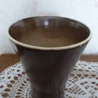 Vintage schlichte braune Vase - Keramik Bild 2