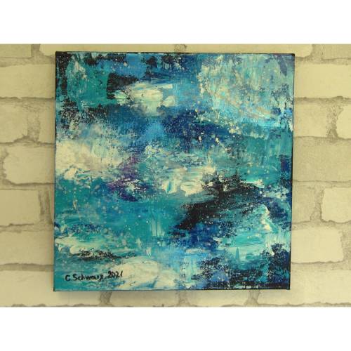 MEERESSCHAUM abstraktes Leinwandbild auf 3,5cm dickem Galeriekeilrahmen 29cm x29cm, auf Leinwand -  Künstlerin Chri