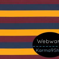 0,5m Webware Kim Streifen senf / bordeaux / dunkelblau Bild 1