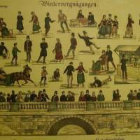 Reprint Aufstellbild Wintervergnügen von 1861 Schablonenkolorierte Litho aus der Sammlung Museum Neuruppin. Bild 1