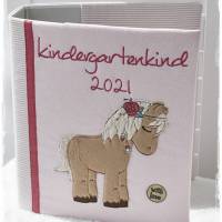 Kindergartenordner-Portfolio-Ordnerhülle rosa/weiß mit Boho-Pferd, personalisierbar Bild 10