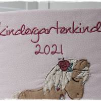 Kindergartenordner-Portfolio-Ordnerhülle rosa/weiß mit Boho-Pferd, personalisierbar Bild 7