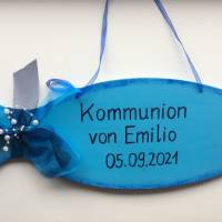 Kommunion Fisch, Konfirmation, Taufe, Türdeko, Fisch 50 cm, Personalisiert Bild 1