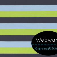 0,5m Webware Kim Streifen hellgrün / jeans / dunkelblau Bild 1
