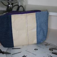 Upcycling-Mäppchen, handgemachte Tasche aus Jeans und Tetrapak Bild 1