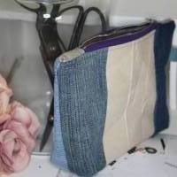 Upcycling-Mäppchen, handgemachte Tasche aus Jeans und Tetrapak Bild 4