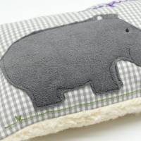 Namenskissen Taufkissen Kuschelkissen Kindergartenkissen Geburtsgeschenk  Nilpferd Hippo Bild 2