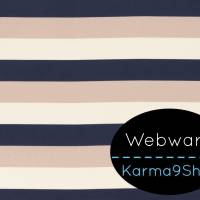 0,5m Webware Kim Streifen creme / sand / dunkelblau Bild 1