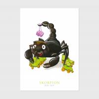 Postkarte Skorpion A6 · Sternzeichen Geburtstag Geburt Aquarell Buntstift Oktober November Bild 1