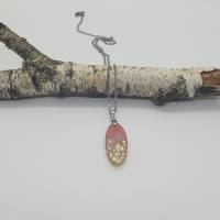 Schmuck Halskette jewelry Kunstharz rosa klar gold Geschenk Anhänger Bild 5