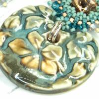 lässige boho ohrstecker, geschenk, ohrringe, beadwork, keramik, glasperlen, blau, braun Bild 4