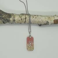 Schmuck Halskette jewelry Kunstharz rosa klar gold Geschenk Anhänger rechteckig Bild 4