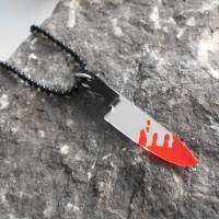 Blutiges Messer Statement Halskette Halloween Acryl Laser Bild 1