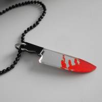 Blutiges Messer Statement Halskette Halloween Acryl Laser Bild 2