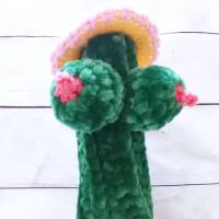 gehäkelter Kaktus im Blumentopf mit Brüsten und Hut Bild 6