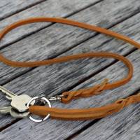 Miniatur Handschlaufenleine aus Fettleder geflochten als Schlüsselband, Pfeifenband, Hundeleine Fettlederleine Bild 8