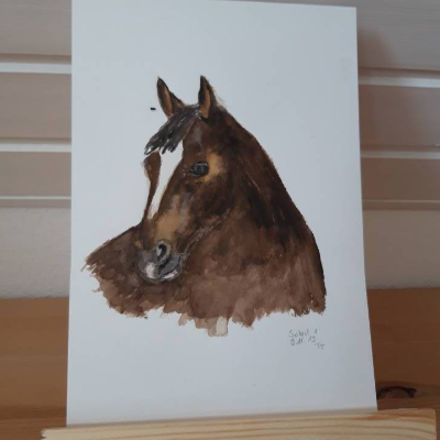 Aquarell Gemälde Pferd Portrait