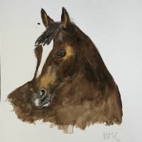 Aquarell Gemälde Pferd Portrait Bild 3
