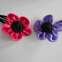 2  Haarspangen Flieder / pink schwarze Rose  MIX Bild 1