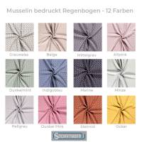 Musselin-Bedruckt-Regenbögen-50 cm Schritte-Meterware-12 Farben Bild 1