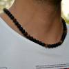 Herren Halskette aus Edelsteinen Tigerauge Onyx Lava mit Magnetverschluss, Länge 51 cm Bild 9