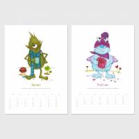 Kalender 2022 · A4 · Monster · Wandkalender · 12 Illustrationen · Aquarell · Recyclingpapier · klimaneutraler Druck Bild 2