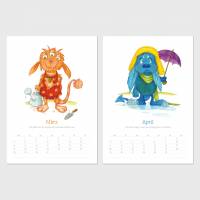 Kalender 2022 · A4 · Monster · Wandkalender · 12 Illustrationen · Aquarell · Recyclingpapier · klimaneutraler Druck Bild 3