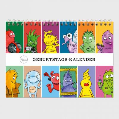 Geburtstagskalender · A5 quer · mit Aufsteller · Tiere · Aquarell · Filzstift · Illustration · klimaneutraler Druck