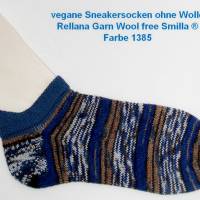 Sneakersocken blau Fersensteg Herren-Sneaker vegan Sport-Socken handgestrickt Männer Sneaker-Socken wollfrei Sportsteg, Bild 3