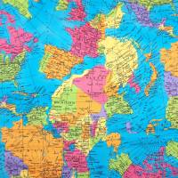 Baumwollstoff mit Weltkarte, Dekostoff mit Landkarte Bild 1
