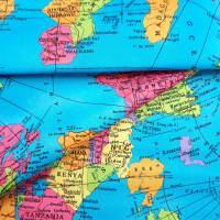 Baumwollstoff mit Weltkarte, Dekostoff mit Landkarte Bild 9