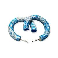Blaue Blume, Loop Ohrringe 4cm Durchmesser Bild 1