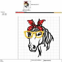Stickdatei Pferde mit Brille 100x130 153x200  mm Bild 5