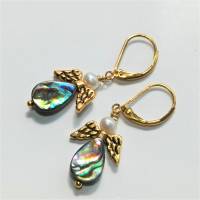Ohrringe Seeopal kleine Engel Abalone Opal der Meere goldfarben Geschenk Bild 4