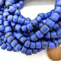kleine handgemachte Glasperlen, Java - Blau Schwarz - ca. 6mm - 60cm Strang - indo-pazifische Perlen Bild 1