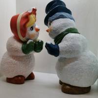 Drolliges Schneemannpärchen aus Keramik Bild 2