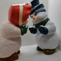 Drolliges Schneemannpärchen aus Keramik Bild 3