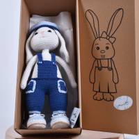 Handgefertigter gehäkelter Kuscheltier Hase "Gerome" aus Baumwolle, Amigurumi, Geschenk zu Ostern zum Geburtstag Bild 9
