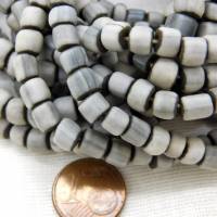 kleine handgemachte Glasperlen, Java - Hellgrau Schwarz - ca. 6mm - 60cm Strang - ca.110-130 indo-pazifische Perlen Bild 2