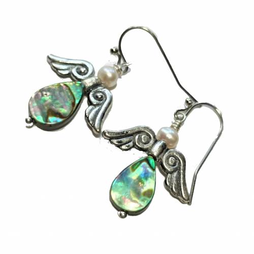 Ohrringe Seeopal kleine Engel Abalone Opal der Meere silberfarben Geschenk