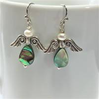 Ohrringe Seeopal kleine Engel Abalone Opal der Meere silberfarben Geschenk Bild 2