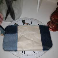 Upcycling-Mäppchen, handgemachte Tasche aus Jeans und Getränkekartons (Tetrapak) Bild 3