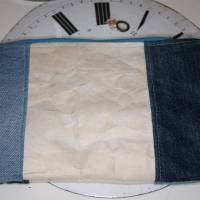 Upcycling-Mäppchen, handgemachte Tasche aus Jeans und Getränkekartons (Tetrapak) Bild 4