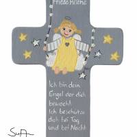 Schutzengelkreuz  Mädchen Taufkreuz, Kinderkreuz Geschenk zur Taufe / Geburt Bild 1