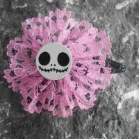 Skull  Blume Stoff rosa   Totenkopf ,Haarspange ,cosplay, Bild 1