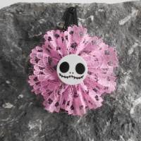 Skull  Blume Stoff rosa   Totenkopf ,Haarspange ,cosplay, Bild 2