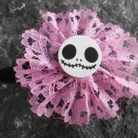 Skull  Blume Stoff rosa   Totenkopf ,Haarspange ,cosplay, Bild 3